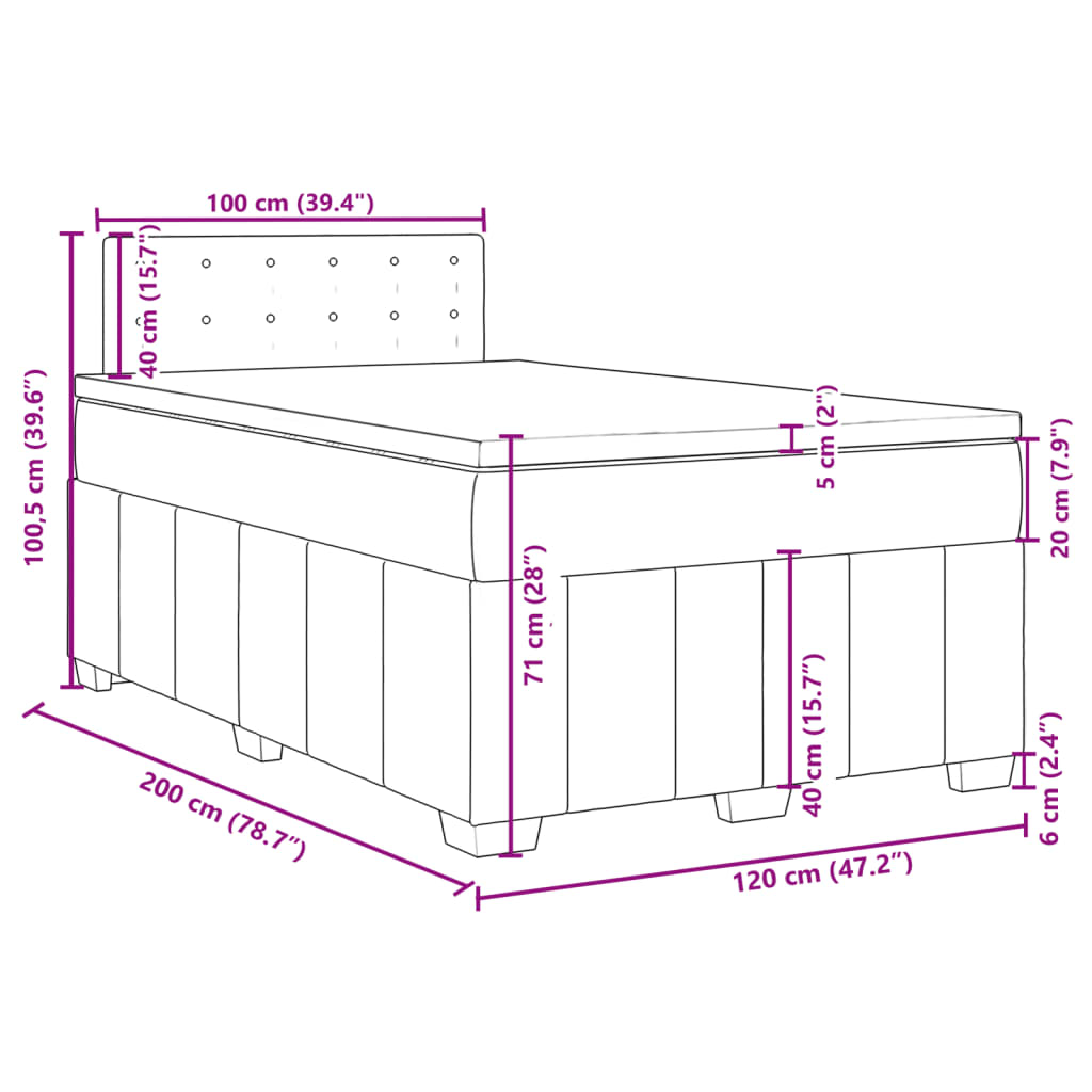 Box spring postel s matrací tmavě šedá 120x200 cm textil - obrázek 13