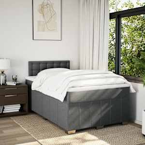 vidaXL Boxspring met matras stof donkergrijs 120x200 cm