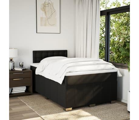 vidaXL Pat box spring cu saltea, negru, 120x200 cm, textil