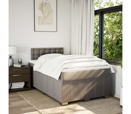 vidaXL Cama com molas/colchão 120x200 cm tecido castanho-acinzentado
