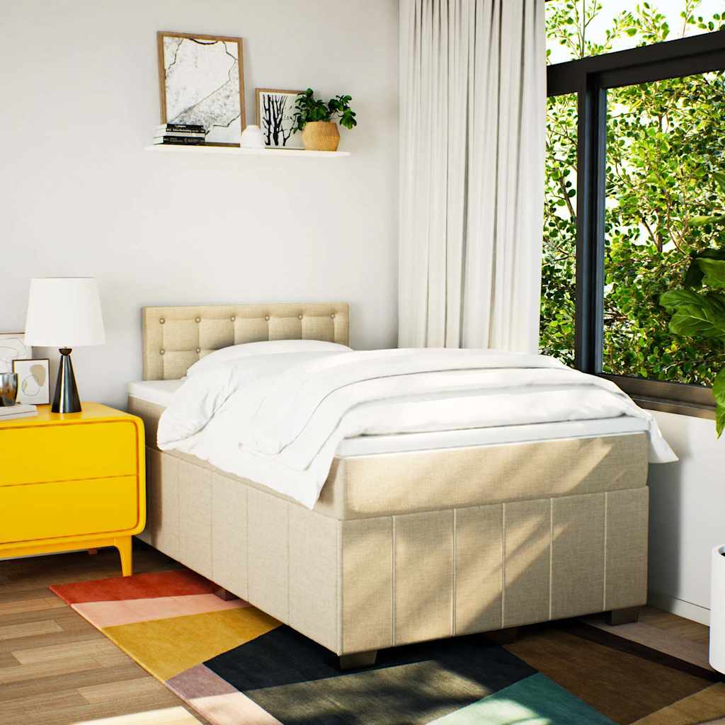 vidaXL Boxspring met matras stof crèmekleurig 120x200 cm afbeelding