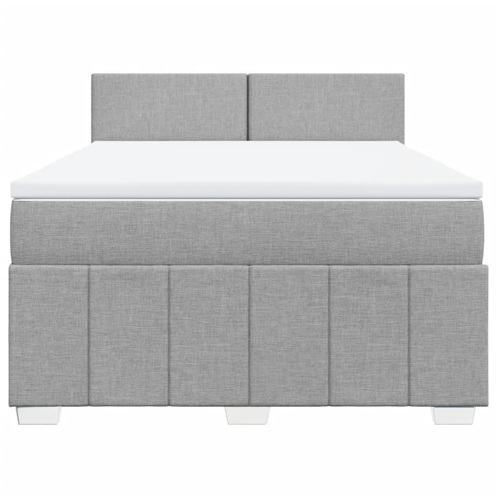 vidaXL Boxspring met matras stof lichtgrijs 140x190 cm grijs, foto 4