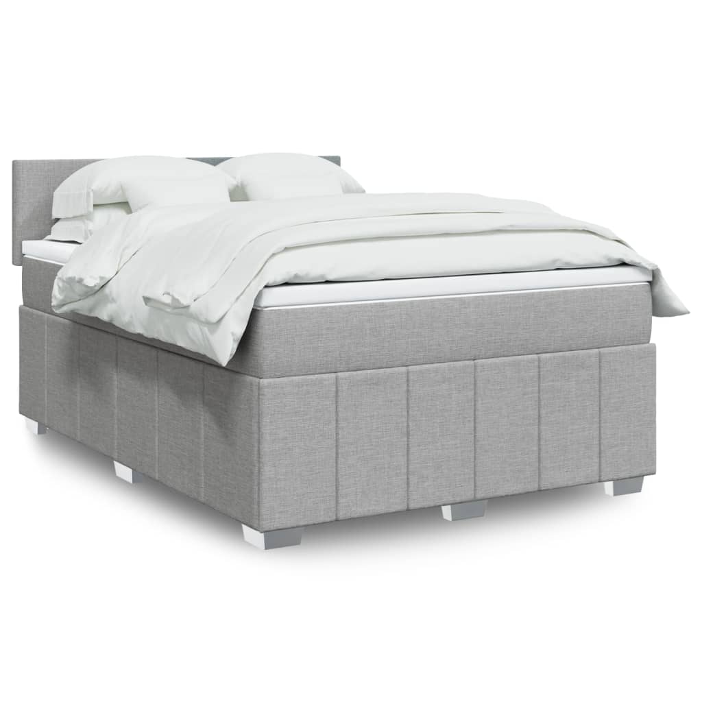 Boxspringbett mit Matratze Hellgrau 140×190 cm Stoff