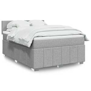 Box spring postel s matrací světle šedá 140 x 190 cm textil - obrázek 1