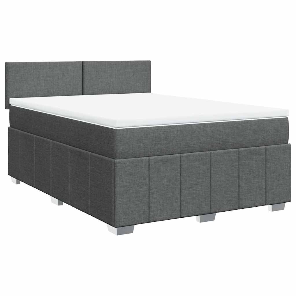vidaXL Boxspring met matras stof donkergrijs 140x190 cm grijs, foto 3