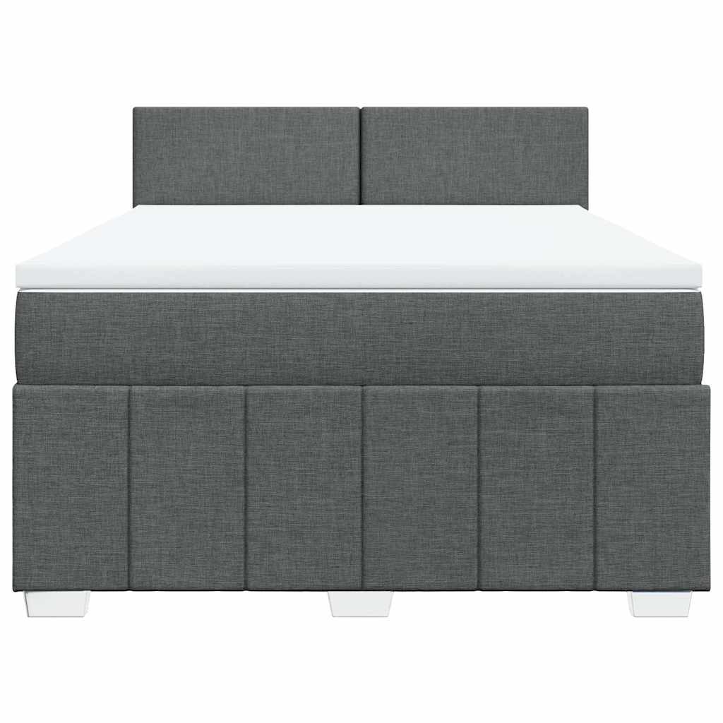 vidaXL Boxspring met matras stof donkergrijs 140x190 cm grijs, foto 4