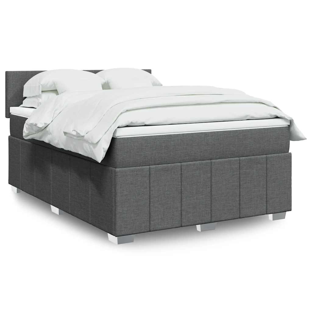 Kontinentalseng 140 x 190 cm med madras og topmadras - mørkegrå