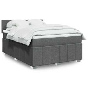 Box spring posteljni z vzmetnico temno siv 140x190 cm blago