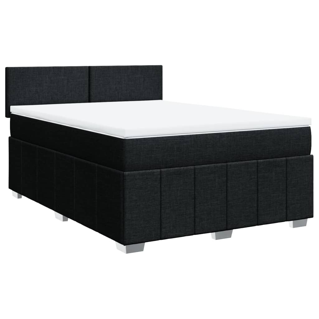 vidaXL Boxspring met matras stof zwart 140x190 cm, foto 3