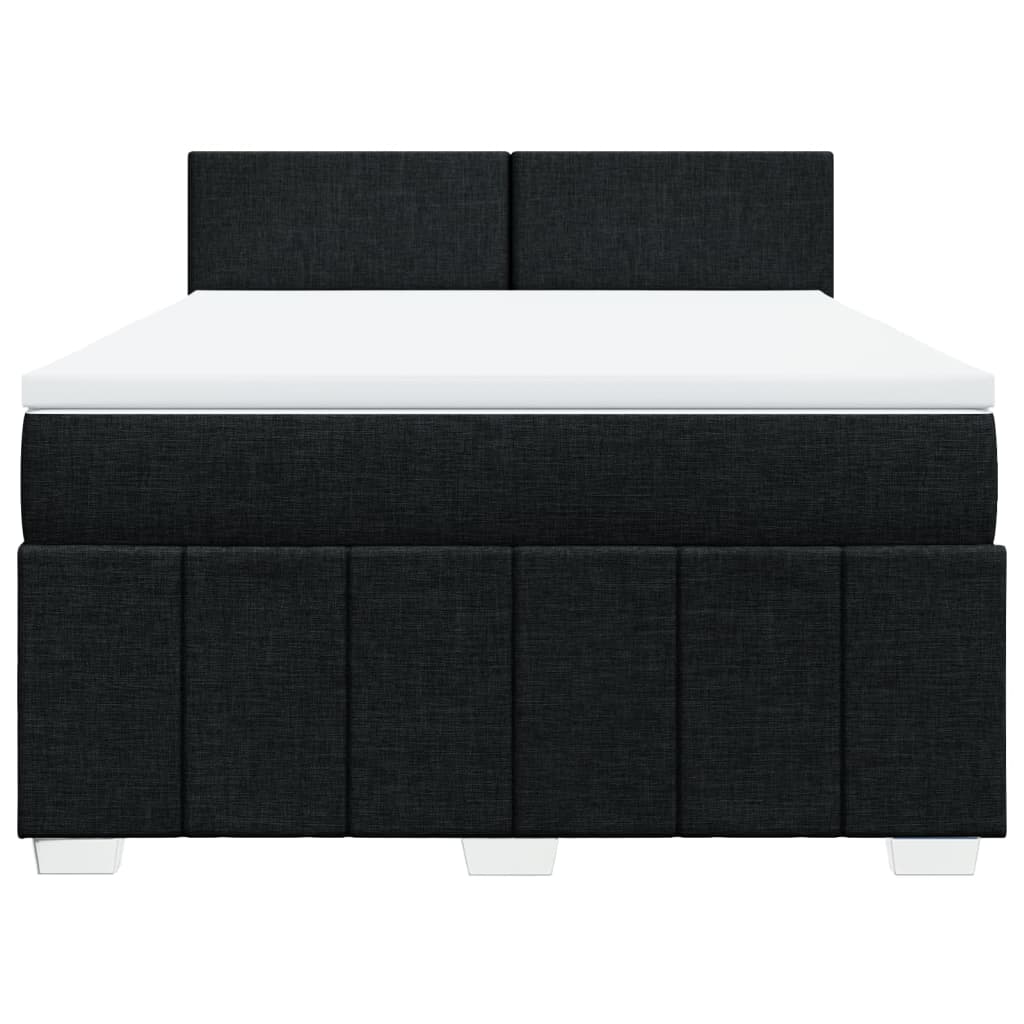 vidaXL Boxspring met matras stof zwart 140x190 cm, foto 4