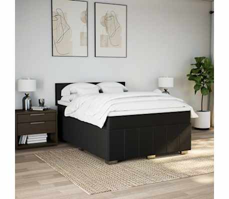 vidaXL Giroletto a Molle con Materasso Nero 140x190 cm in Tessuto