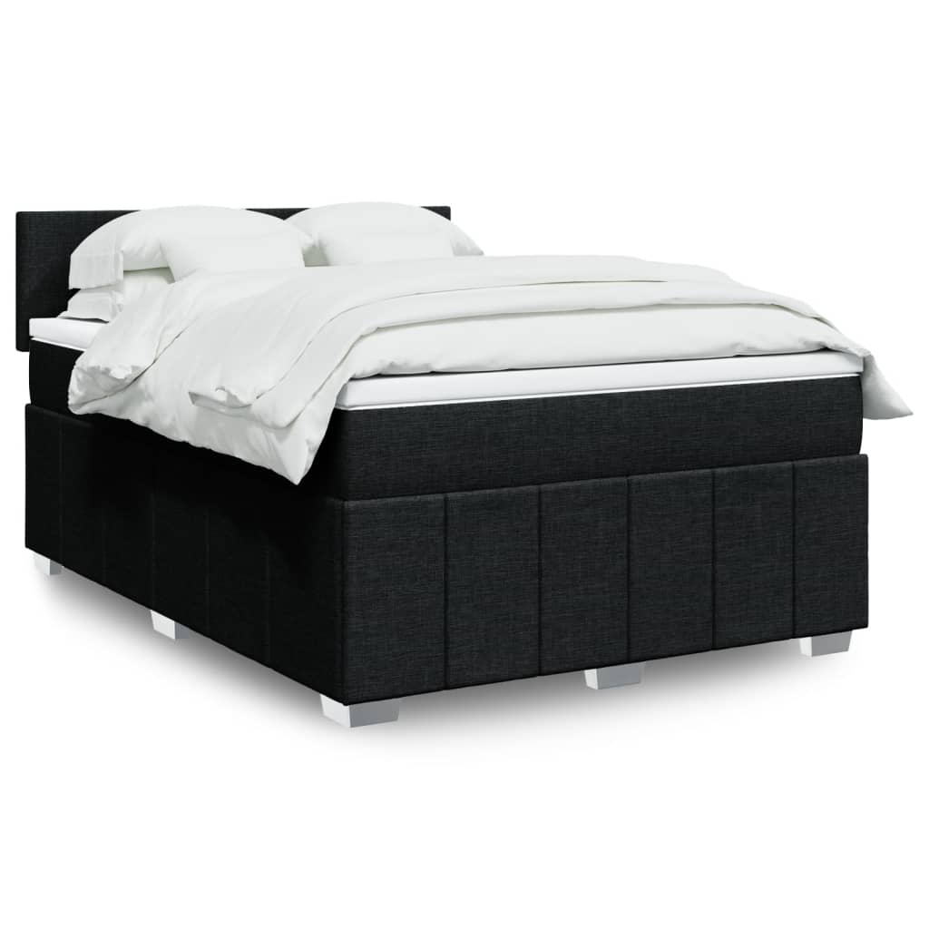 vidaXL Boxspringbett mit Matratze Schwarz 140x190 cm Stoff