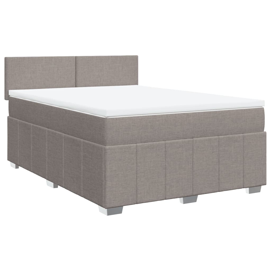 vidaXL Box spring postelja z vzmetnico taupe 140x190 cm blago