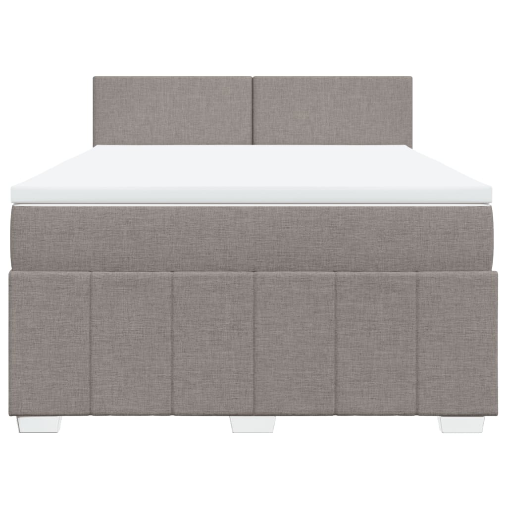 vidaXL Boxspring met matras stof taupe 140x190 cm, foto 4