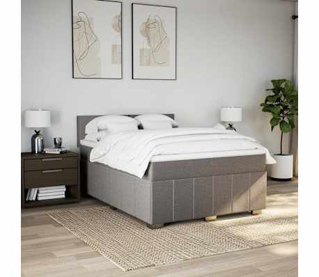 vidaXL kontinentalseng med madras 140x190 cm stof gr&aring;brun