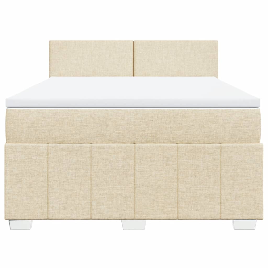 vidaXL Boxspring met matras stof crèmekleurig 140x190 cm, foto 4