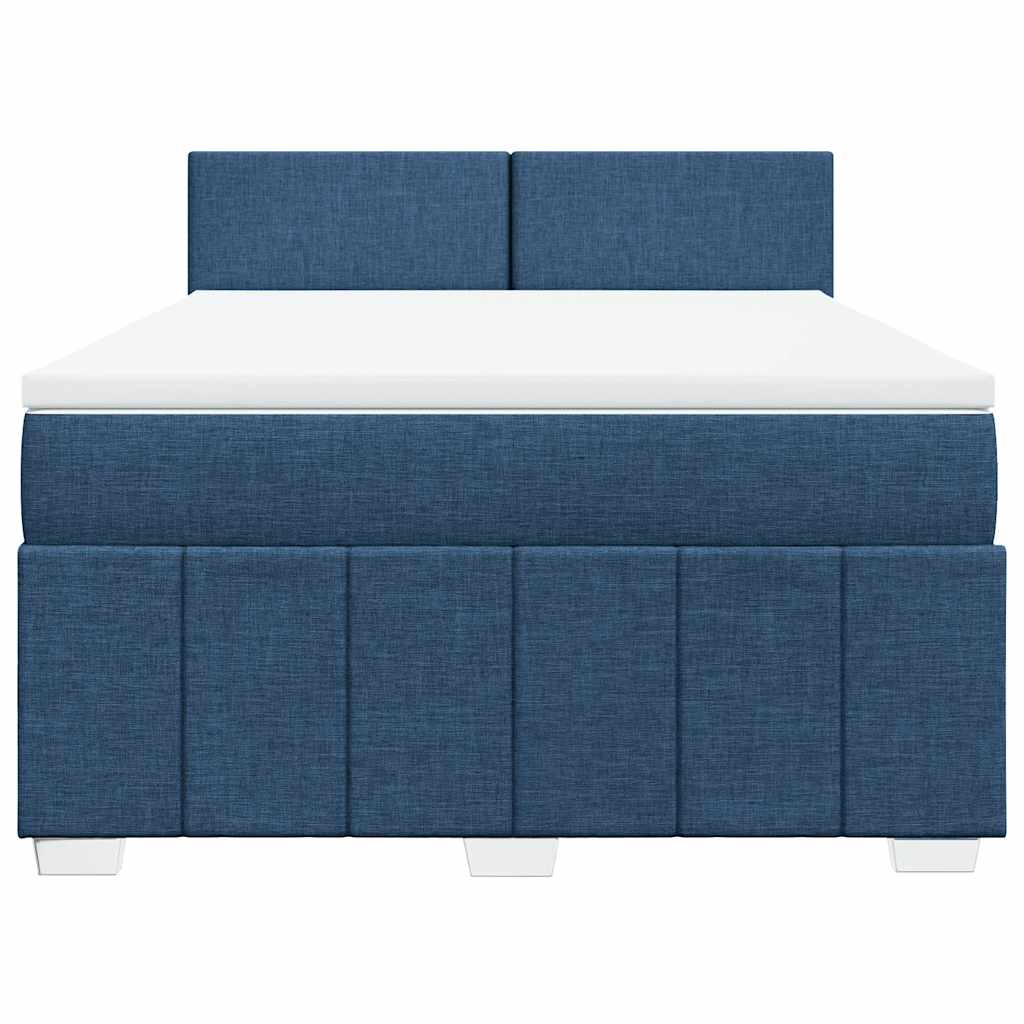 vidaXL Boxspring met matras stof blauw 140x190 cm, foto 4