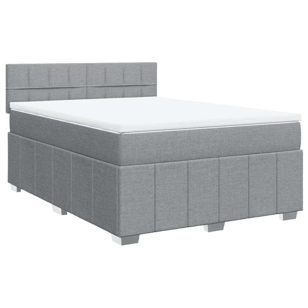 vidaXL Boxspring met matras stof lichtgrijs 140x190 cm grijs, foto 3