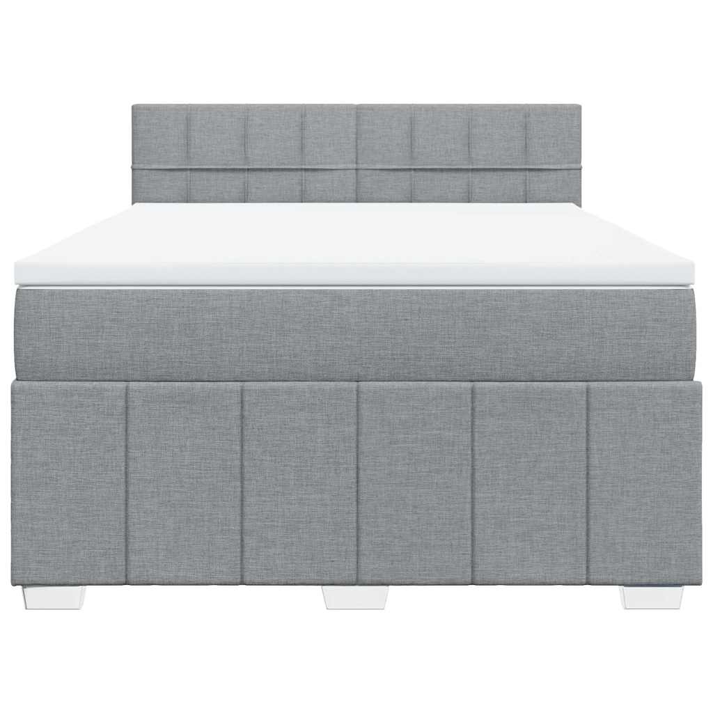 vidaXL Boxspring met matras stof lichtgrijs 140x190 cm grijs, foto 4