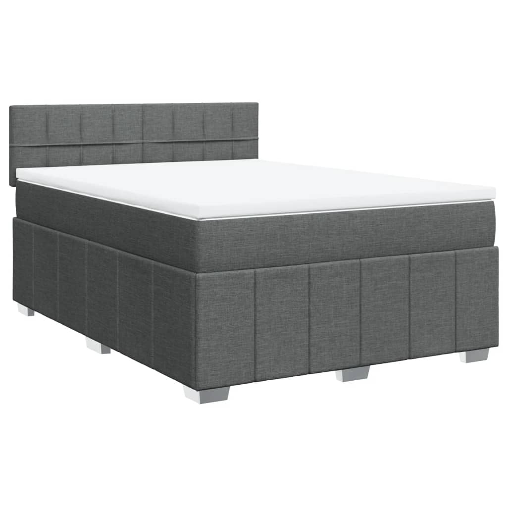 vidaXL Boxspring met matras stof donkergrijs 140x190 cm grijs, foto 3