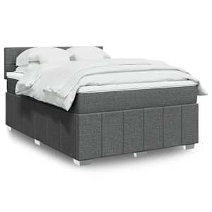 Box spring posteljni z vzmetnico temno siv 140x190 cm blago