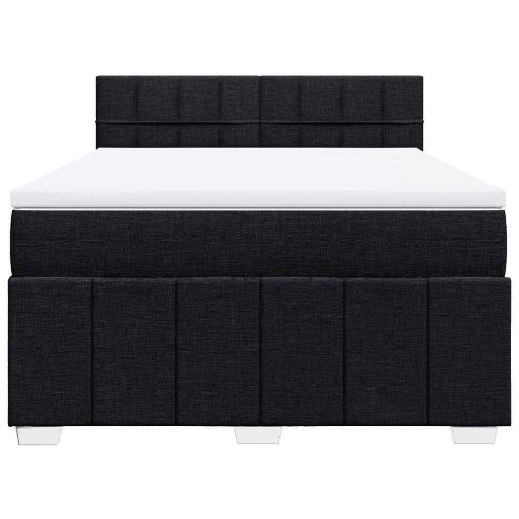 vidaXL Boxspring met matras stof zwart 140x190 cm, foto 4