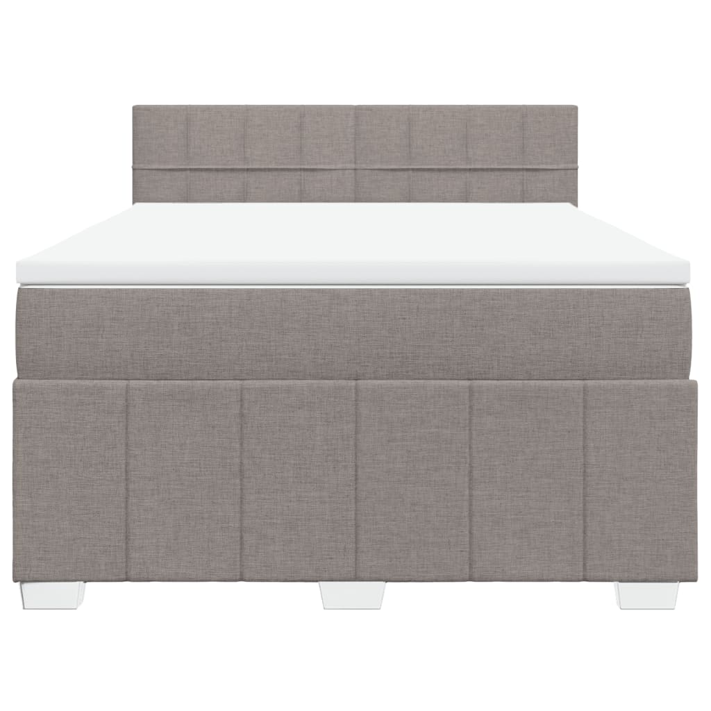 vidaXL Boxspring met matras stof taupe 140x190 cm, foto 4