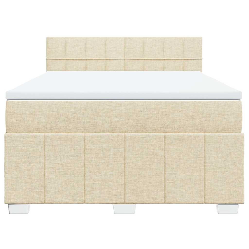 vidaXL Boxspring met matras stof crèmekleurig 140x190 cm, foto 4