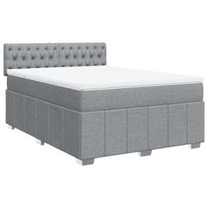 Box spring postel s matrací světle šedá 140 x 190 cm textil - obrázek 2