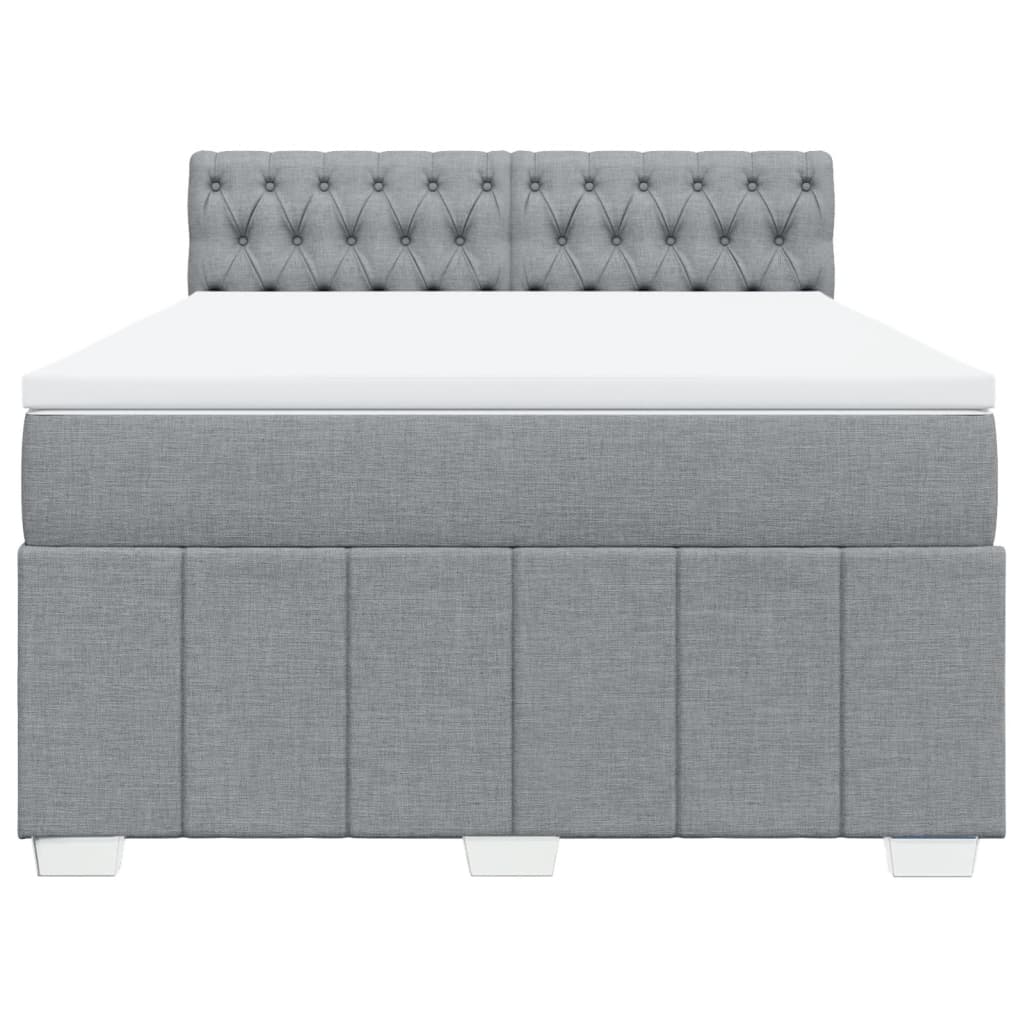 vidaXL Boxspring met matras stof lichtgrijs 140x190 cm grijs, foto 4