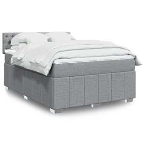 Box spring postel s matrací světle šedá 140 x 190 cm textil - obrázek 1