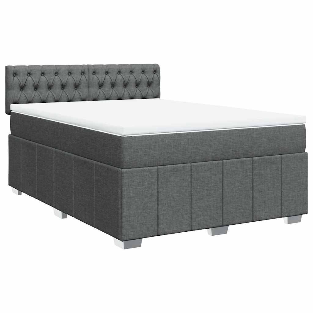 vidaXL Box spring posteljni z vzmetnico temno siv 140x190 cm blago