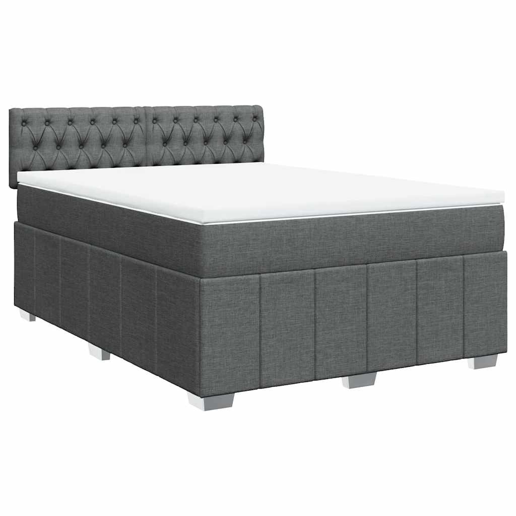 vidaXL Boxspring met matras stof donkergrijs 140x190 cm grijs, foto 3