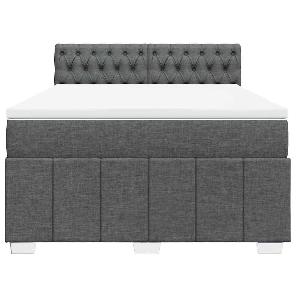 vidaXL Boxspring met matras stof donkergrijs 140x190 cm grijs, foto 4
