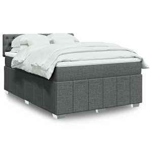 Box spring posteljni z vzmetnico temno siv 140x190 cm blago