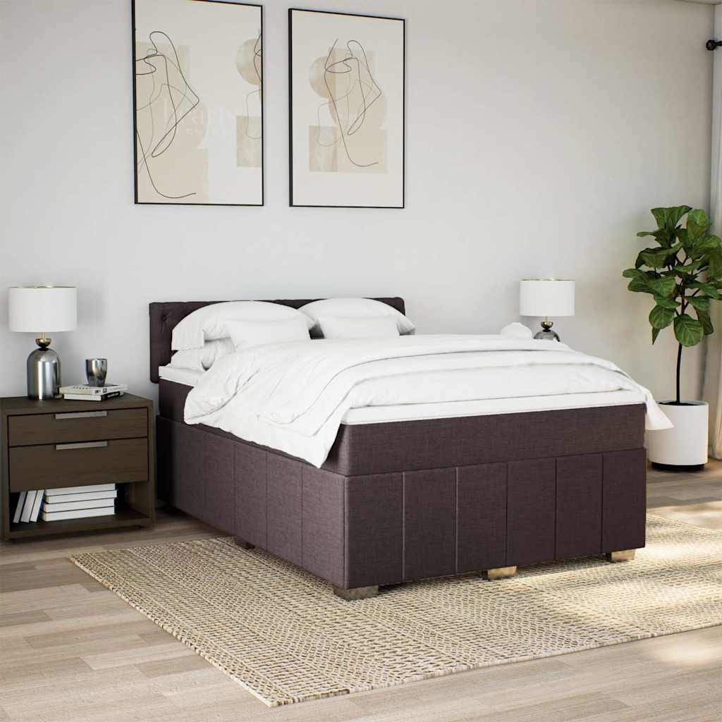 vidaXL Boxspring met matras stof donkerbruin 140x190 cm afbeelding