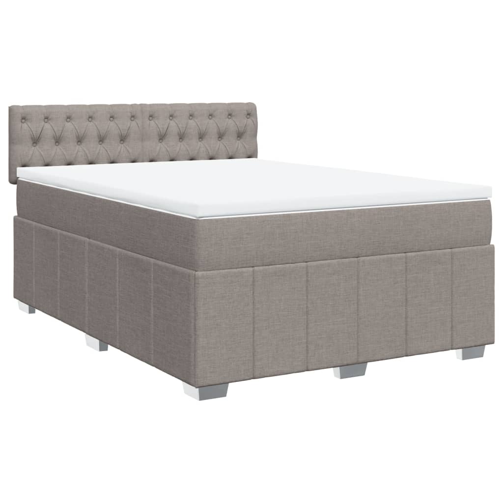 vidaXL Box spring postelja z vzmetnico taupe 140x190 cm blago