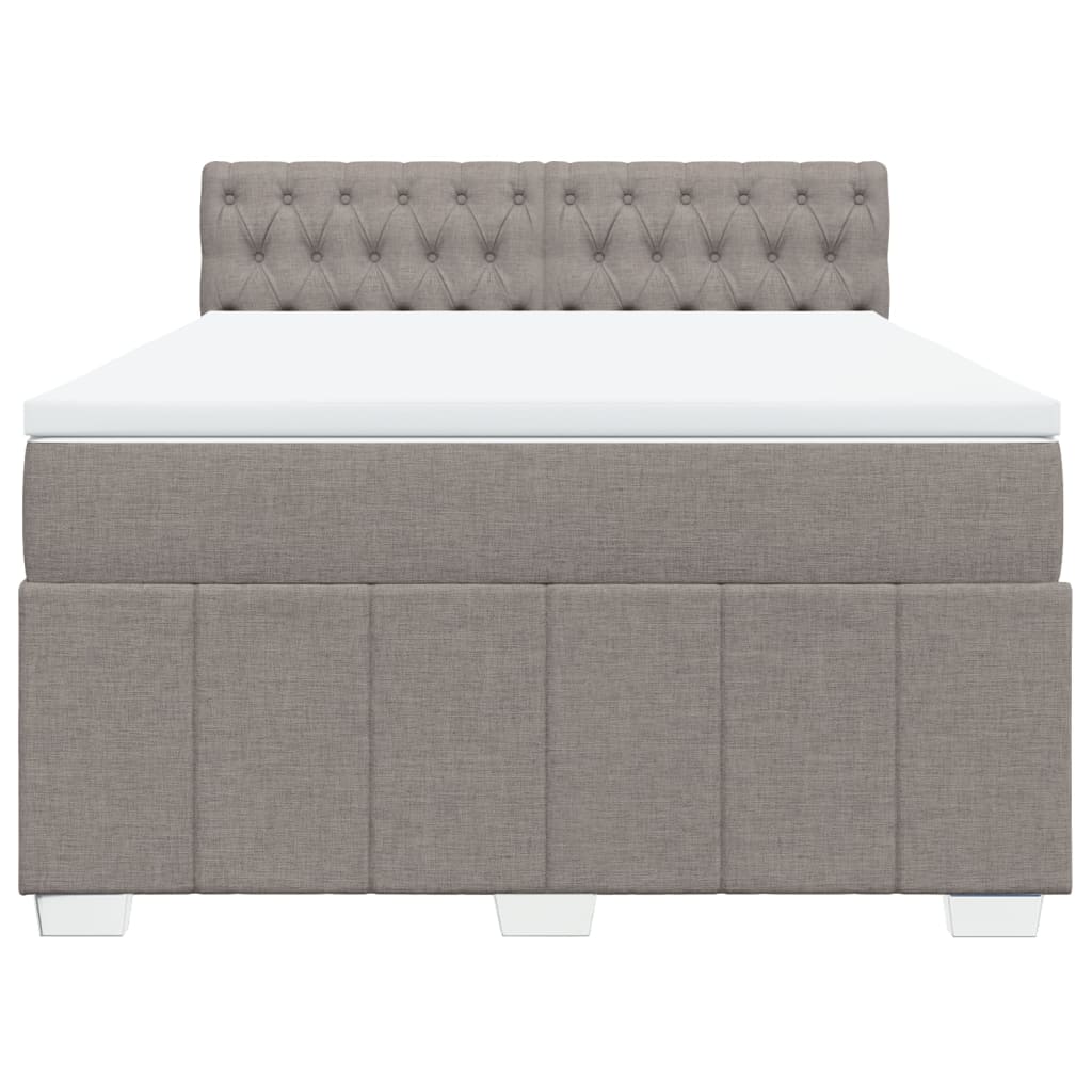 vidaXL Boxspring met matras stof taupe 140x190 cm, foto 4