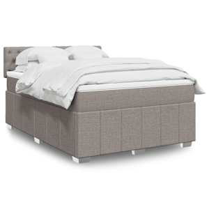 Box spring postelja z vzmetnico taupe 140x190 cm blago