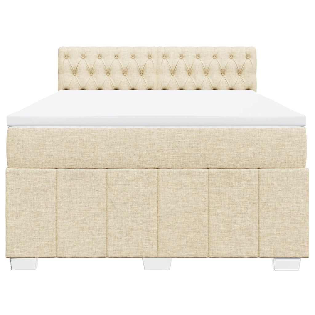 vidaXL Boxspring met matras stof crèmekleurig 140x190 cm, foto 4