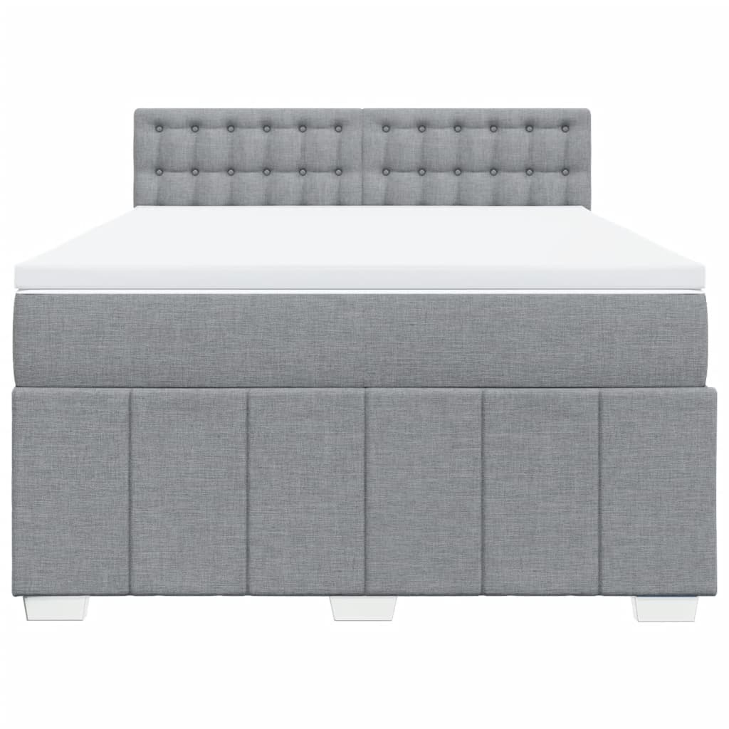 vidaXL Boxspring met matras stof lichtgrijs 140x190 cm grijs, foto 4