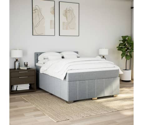 vidaXL Cama com molas/colch&atilde;o 140x190 cm tecido cinzento-claro