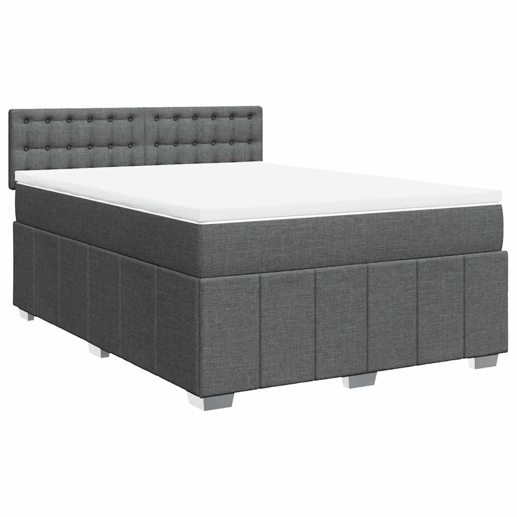 vidaXL Boxspring met matras stof donkergrijs 140x190 cm grijs, foto 3