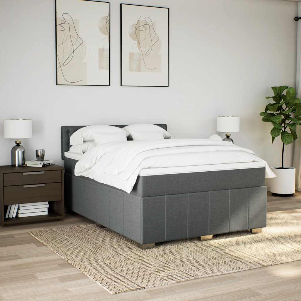 Thumbnail - vidaXL Boxspringbett mit Matratze Dunkelgrau 140x190 cm Stoff