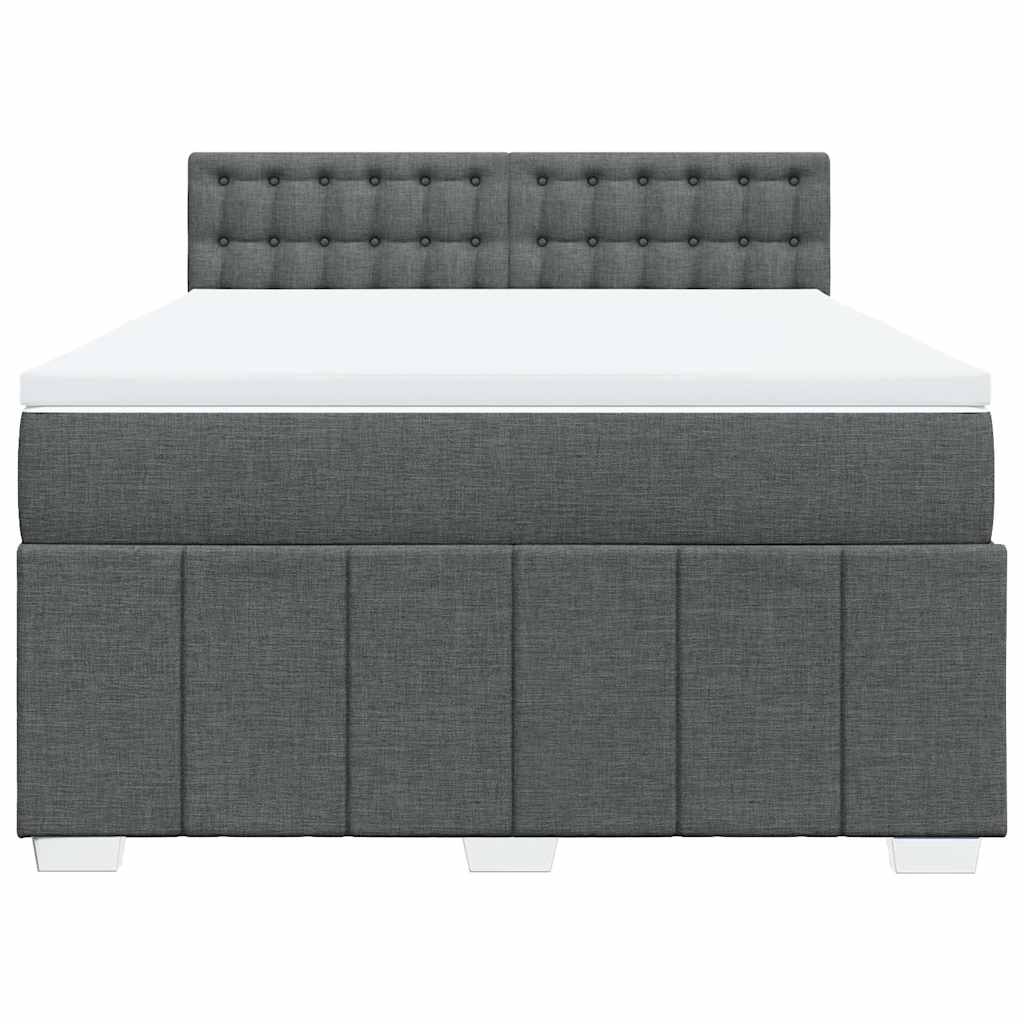 vidaXL Boxspring met matras stof donkergrijs 140x190 cm grijs, foto 4