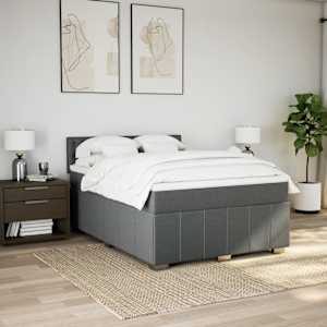 vidaXL Cama com molas/colchão 140x190 cm tecido cinzento-escuro