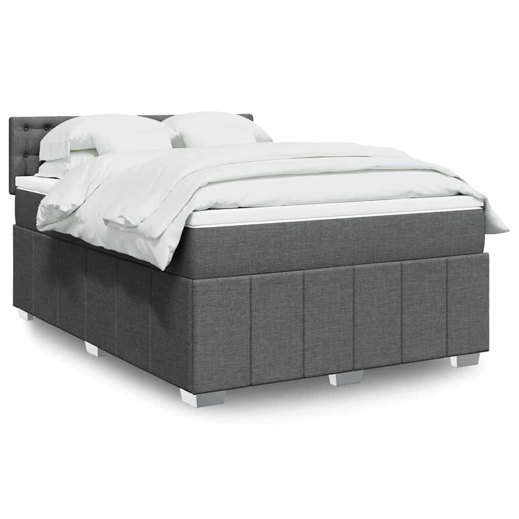 Kontinentalseng med madras og topmadras 140×190 cm - stof, mørkegrå