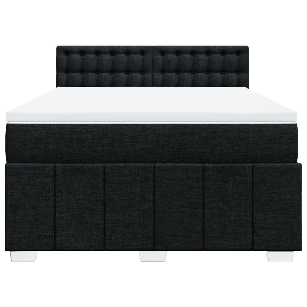 vidaXL Boxspring met matras stof zwart 140x190 cm, foto 4