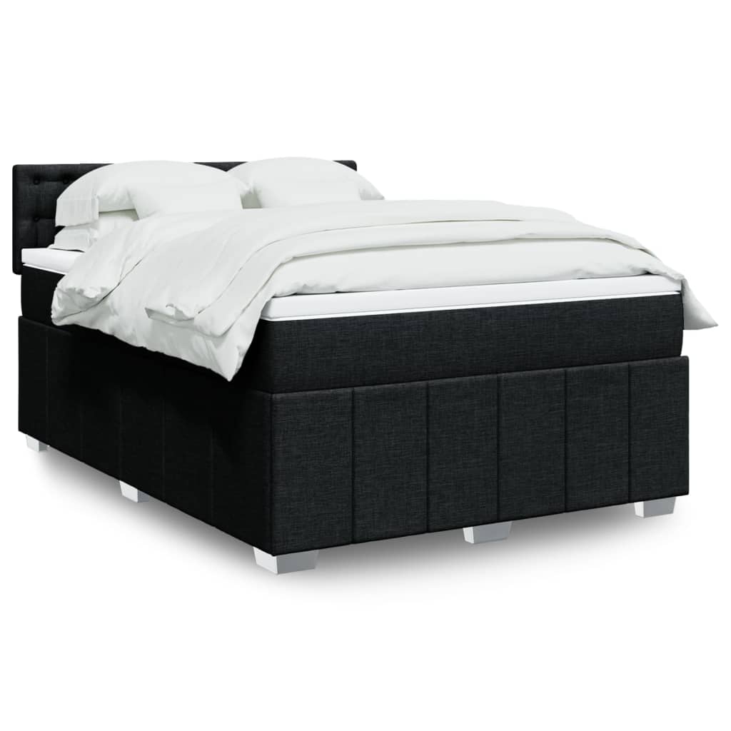 Kontinentalseng med madras og topmadras 140x190 cm - sort stof
