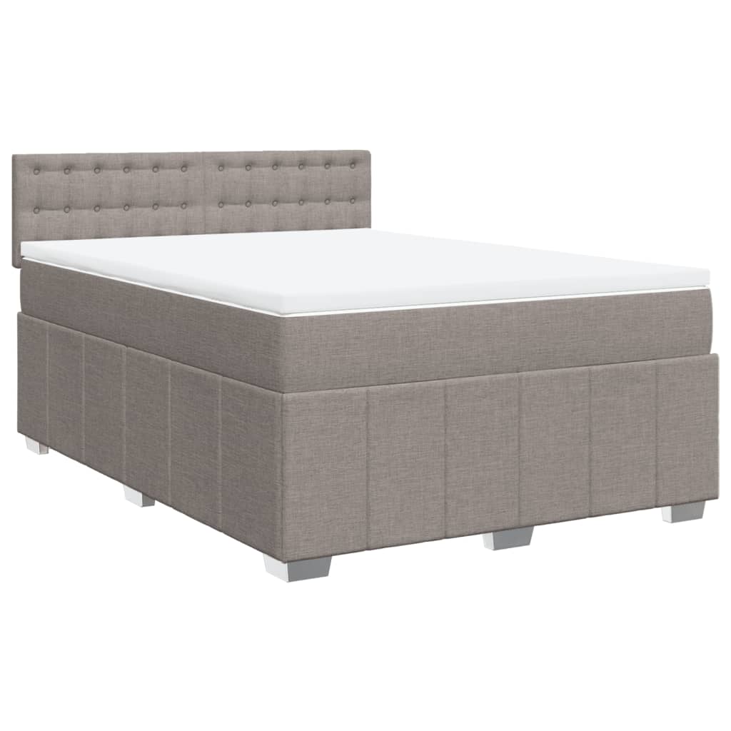 vidaXL Box spring postelja z vzmetnico taupe 140x190 cm blago